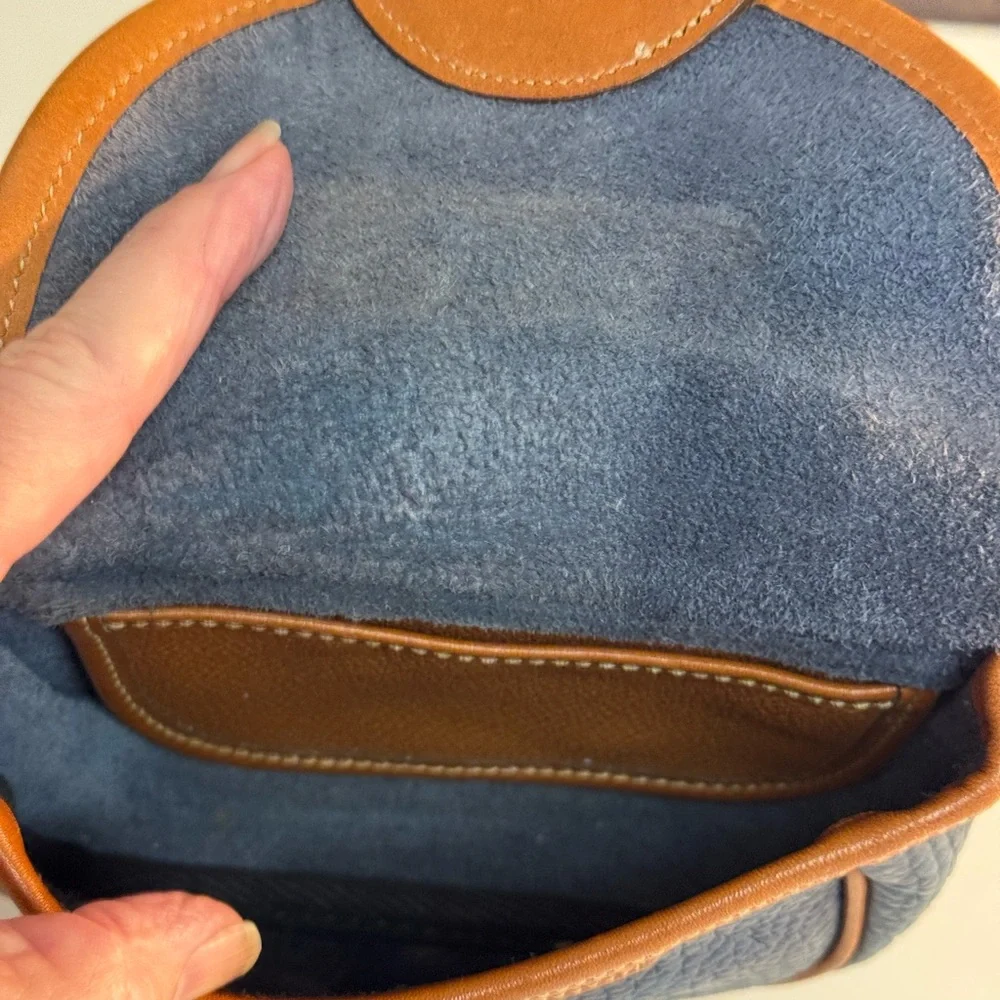 Dooney & Bourke Navy and Brown Leather Crossbody Bag
